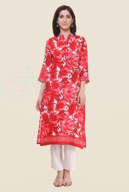 Shree Red Floral Print Kurta Shree Red Floral Print Kurta