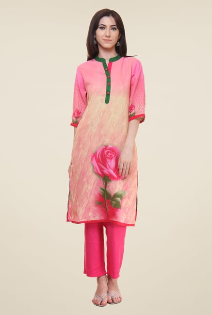 Shree Pink Floral Print Kurta Shree Pink Floral Print Kurta