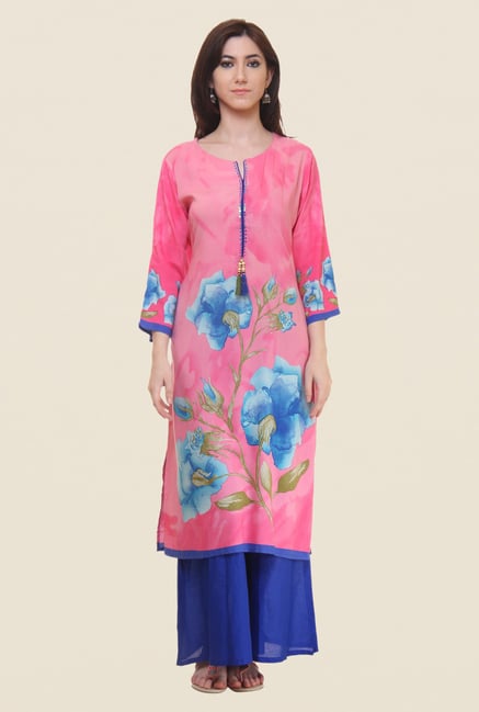 Shree Pink Floral Print Kurta Shree Pink Floral Print Kurta