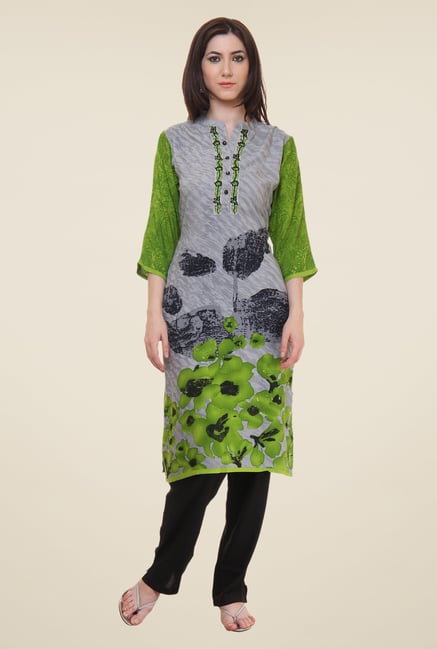 Shree Grey Floral Print Kurti Shree Grey Floral Print Kurti