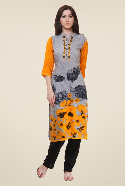 Shree Grey Floral Print Kurti Shree Grey Floral Print Kurti