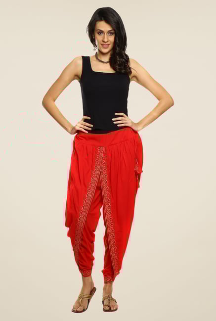 9rasa Red Solid Dhoti Pants 9rasa Red Solid Dhoti Pants