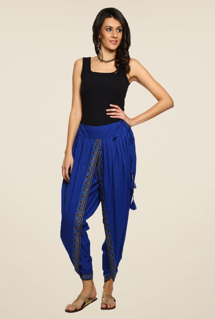 9rasa Blue Solid Dhoti Pants 9rasa Blue Solid Dhoti Pants