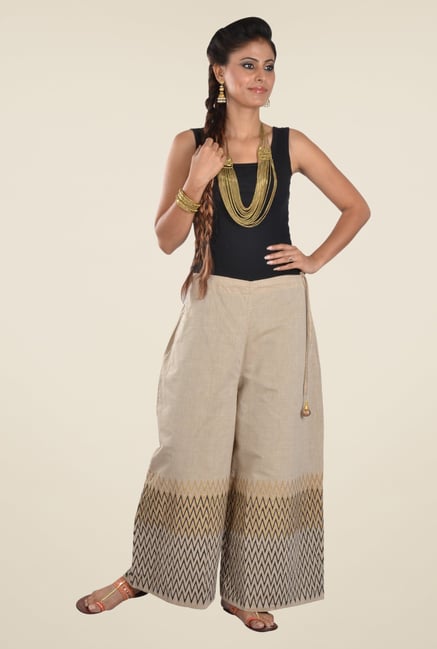9rasa Beige Aztec Print Palazzos 9rasa Beige Aztec Print Palazzos