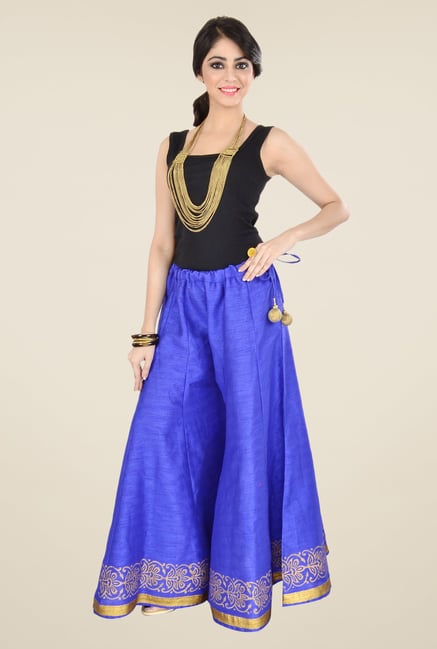 9rasa Blue Solid Palazzos 9rasa Blue Solid Palazzos