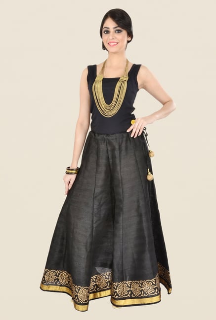 9rasa Black Solid Palazzos 9rasa Black Solid Palazzos