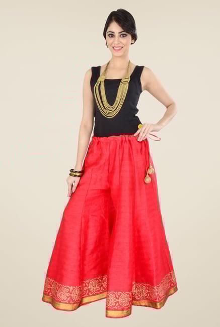 9rasa Red Solid Palazzos 9rasa Red Solid Palazzos