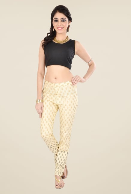 9rasa Beige Printed Pants 9rasa Beige Printed Pants