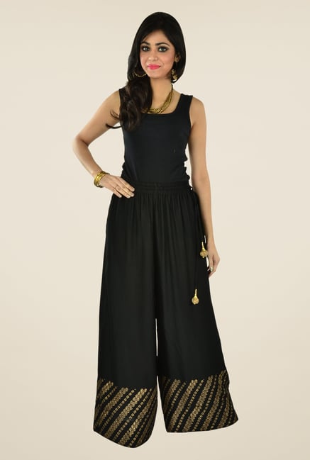 9rasa Black Printed Palazzos 9rasa Black Printed Palazzos