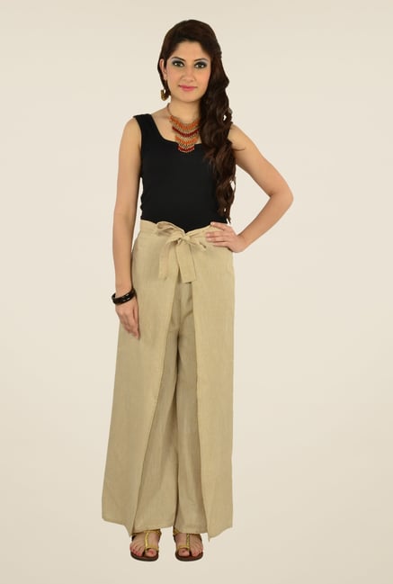 9rasa Beige Solid Palazzos 9rasa Beige Solid Palazzos
