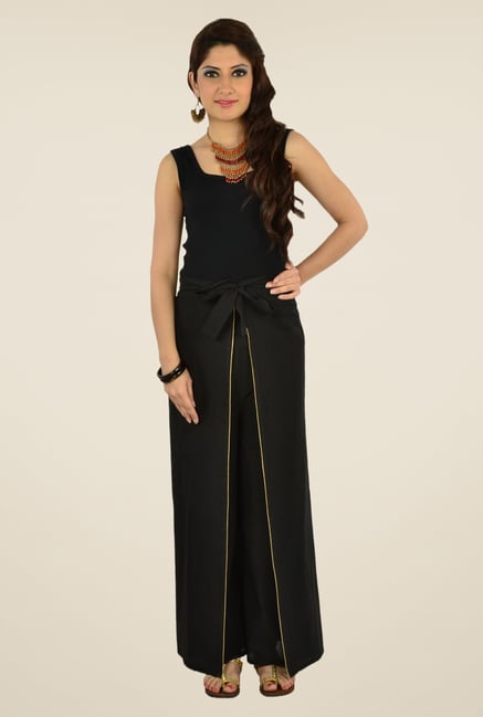 9rasa Black Solid Palazzos 9rasa Black Solid Palazzos
