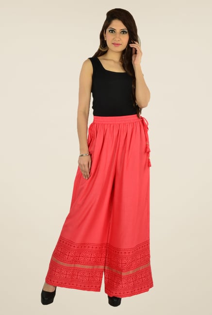 9rasa Peach Printed Palazzos 9rasa Peach Printed Palazzos
