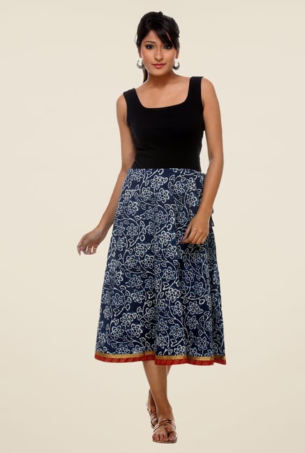 9rasa Navy Floral Skirt 9rasa Navy Floral Skirt