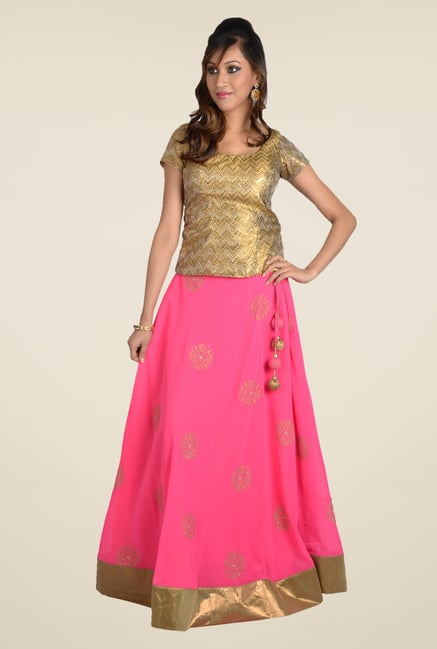 9rasa Pink Printed A Line Skirt 9rasa Pink Printed A Line Skirt
