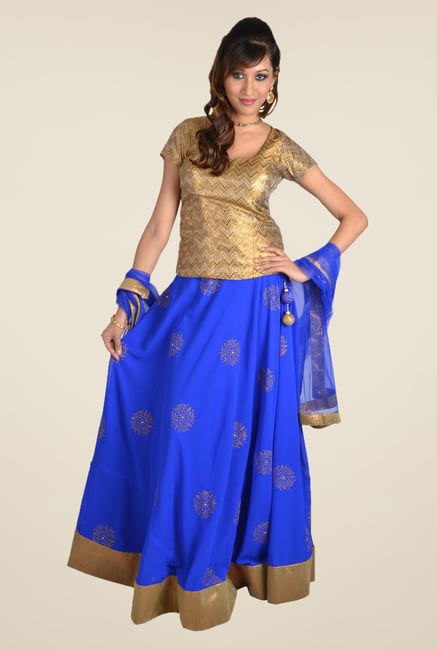 9rasa Blue Printed A Line Skirt 9rasa Blue Printed A Line Skirt