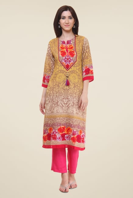 Shree Yellow Floral Print Kurta Shree Yellow Floral Print Kurta