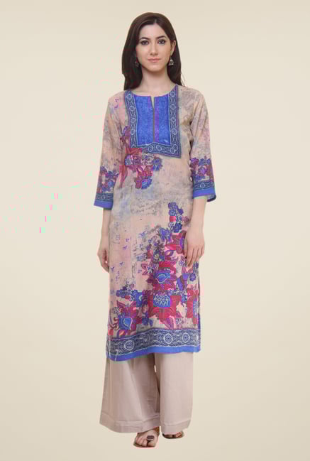 Shree Beige Floral Print Kurta Shree Beige Floral Print Kurta