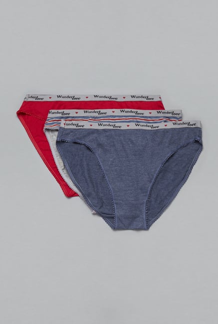 Wunderlove by Westside Navy, Blue & Red Brief (Pack Of 3) Wunderlove by Westside Navy, Blue & Red Brief (Pack Of 3)