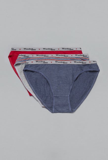 Wunderlove by Westside Navy, Blue & Red Brief (Pack Of 3) Wunderlove by Westside Navy, Blue & Red Brief (Pack Of 3)