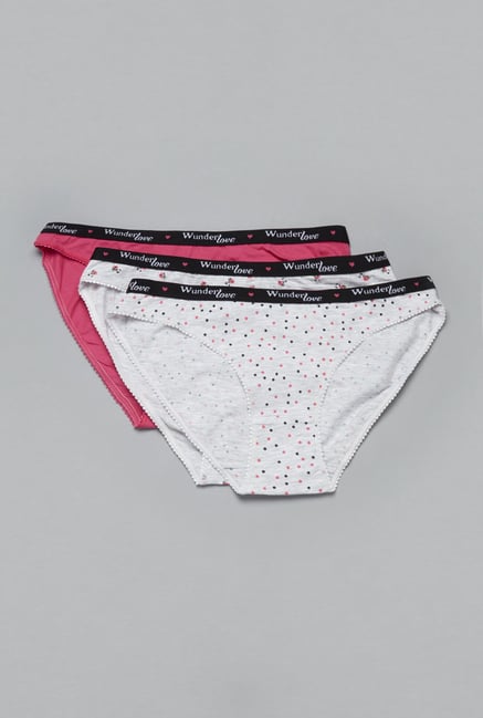 Wunderlove by Westside Grey & Pink Brief (Pack Of 3) Wunderlove by Westside Grey & Pink Brief (Pack Of 3)