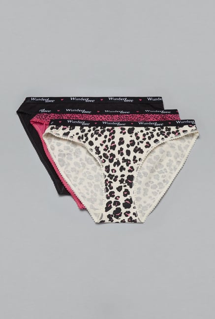 Wunderlove by Westside Beige, Pink & Black Brief (Pack Of 3) Wunderlove by Westside Beige, Pink & Black Brief (Pack Of 3)