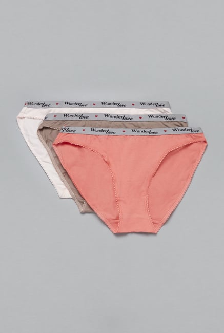 Wunderlove by Westside Coral, Taupe, Cream Brief (Pack Of 3) Wunderlove by Westside Coral, Taupe, Cream Brief (Pack Of 3)