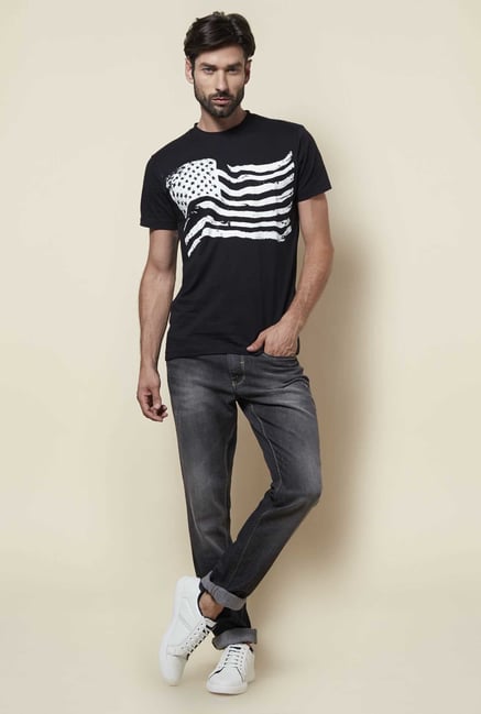 Zudio Black Printed T Shirt Zudio Black Printed T Shirt