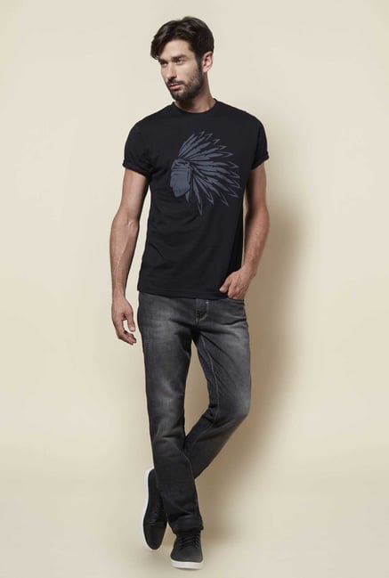 Zudio Black Printed T Shirt Zudio Black Printed T Shirt