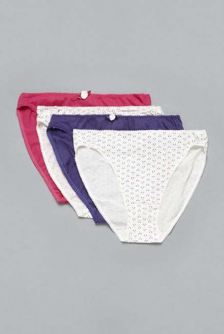 Wunderlove by Westside White, Purple, Pink Brief (Pack Of 4) Wunderlove by Westside White, Purple, Pink Brief (Pack Of 4)