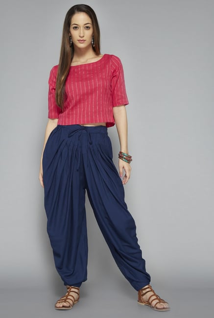 Bombay Paisley by Westside Coral Striped Crop Top Bombay Paisley by Westside Coral Striped Crop Top