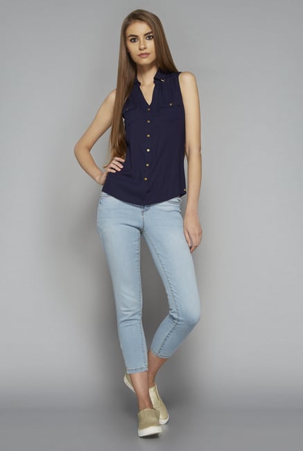 Nuon by Westside Navy Sarah Blouse Nuon by Westside Navy Sarah Blouse