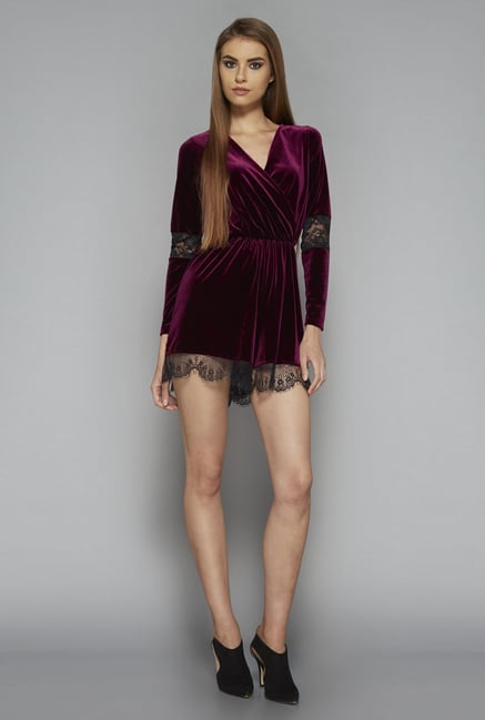 Nuon by Westside Dark Wine Jenny Playsuit Nuon by Westside Dark Wine Jenny Playsuit