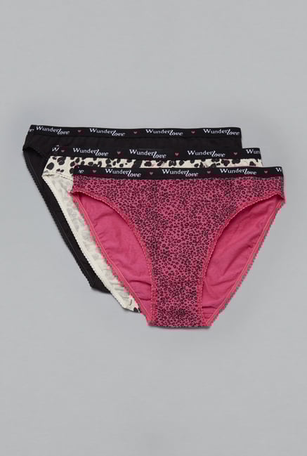 Wunderlove by Westside Pink, Beige & Black Brief (Pack Of 3) Wunderlove by Westside Pink, Beige & Black Brief (Pack Of 3)
