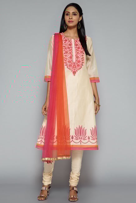Vark by Westside Beige Embroidered Suit Set Vark by Westside Beige Embroidered Suit Set