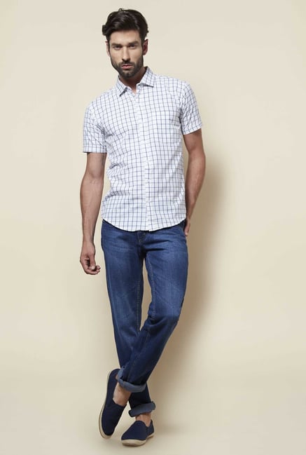 Zudio White Slim Fit Checks Shirt Zudio White Slim Fit Checks Shirt