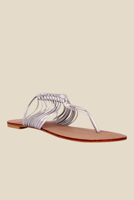 Notion Gloria Silver T-Strap Sandals Notion Gloria Silver T-Strap Sandals