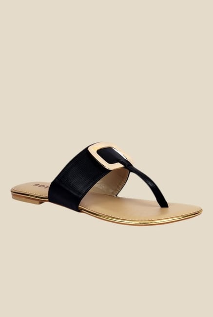 Notion Giolla Black T-Strap Sandals Notion Giolla Black T-Strap Sandals