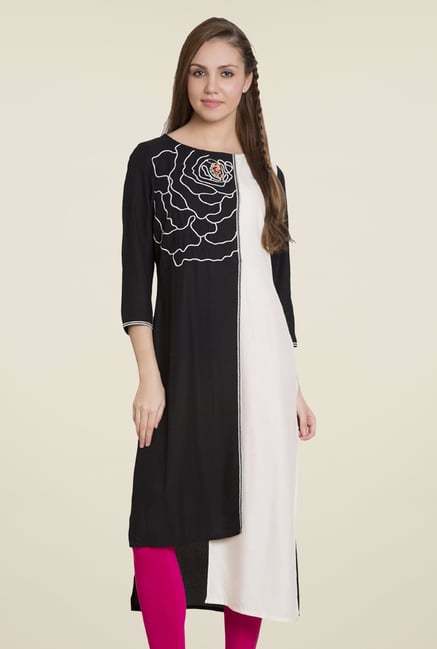 Desi Belle Black & White Embroidered Kurti Desi Belle Black & White Embroidered Kurti