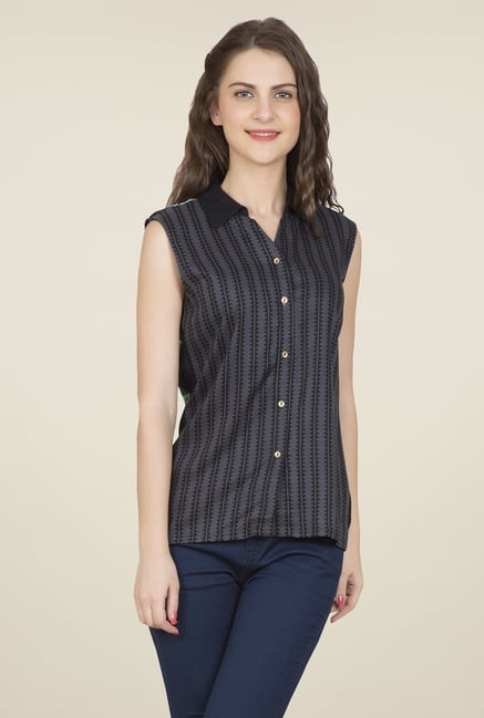 Desi Belle Grey Printed Shirt Desi Belle Grey Printed Shirt