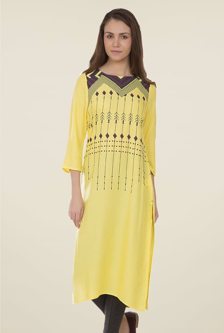 Desi Belle Yellow Printed Kurti Desi Belle Yellow Printed Kurti