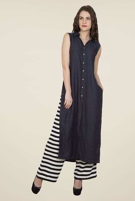 Desi Belle Black & White Striped Palazzos Desi Belle Black & White Striped Palazzos