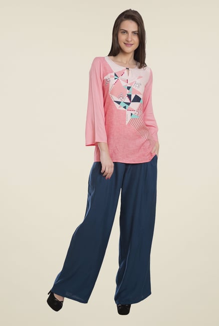 Desi Belle Blue Solid Relaxed Fit Palazzos Desi Belle Blue Solid Relaxed Fit Palazzos