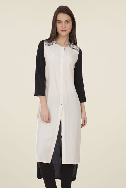 Desi Belle Off White Solid Kurti Desi Belle Off White Solid Kurti