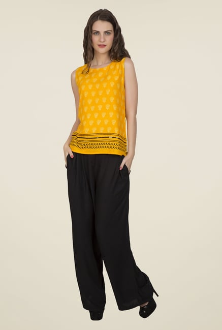 Desi Belle Black Solid Relaxed Fit Palazzos Desi Belle Black Solid Relaxed Fit Palazzos