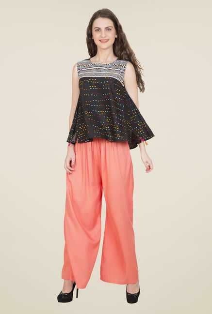 Desi Belle Peach Solid Palazzos Desi Belle Peach Solid Palazzos