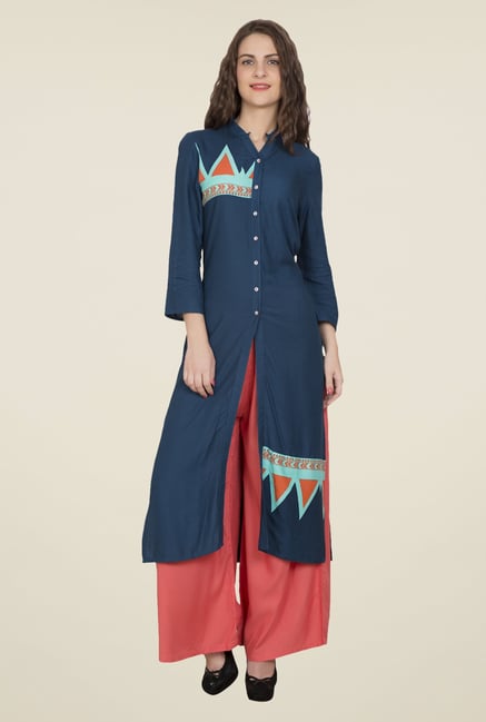 Desi Belle Coral Solid Palazzos Desi Belle Coral Solid Palazzos
