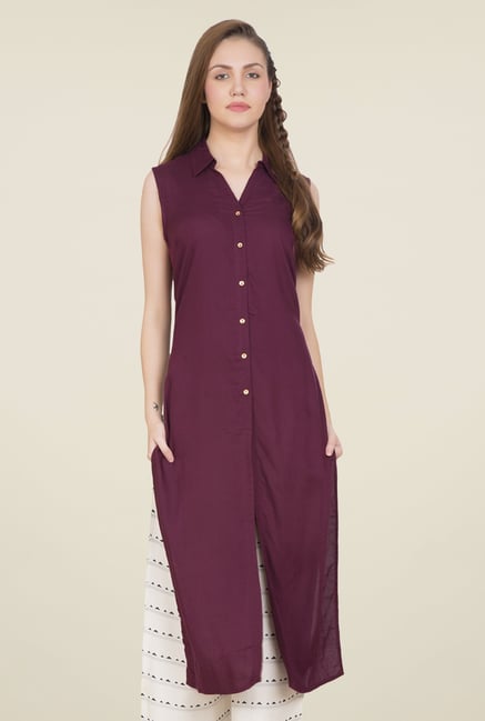 Desi Belle Purple Solid Kurti Desi Belle Purple Solid Kurti