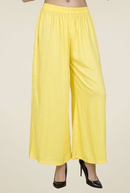 Desi Belle Yellow Solid Palazzos Desi Belle Yellow Solid Palazzos
