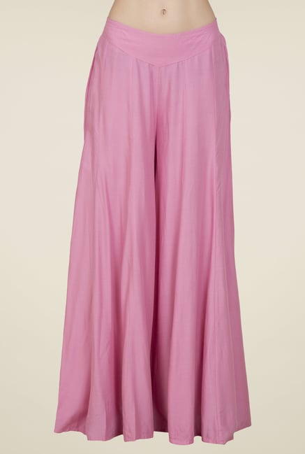 Desi Belle Pink Solid Palazzos Desi Belle Pink Solid Palazzos