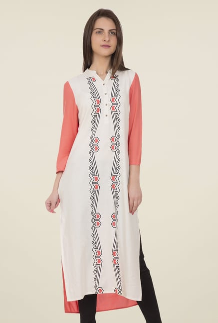 Desi Belle Off White Printed Kurti Desi Belle Off White Printed Kurti